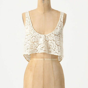 Anthropologie Poasana Cropped Top Size L Ivory Lace Camisole Lingerie By Zinke